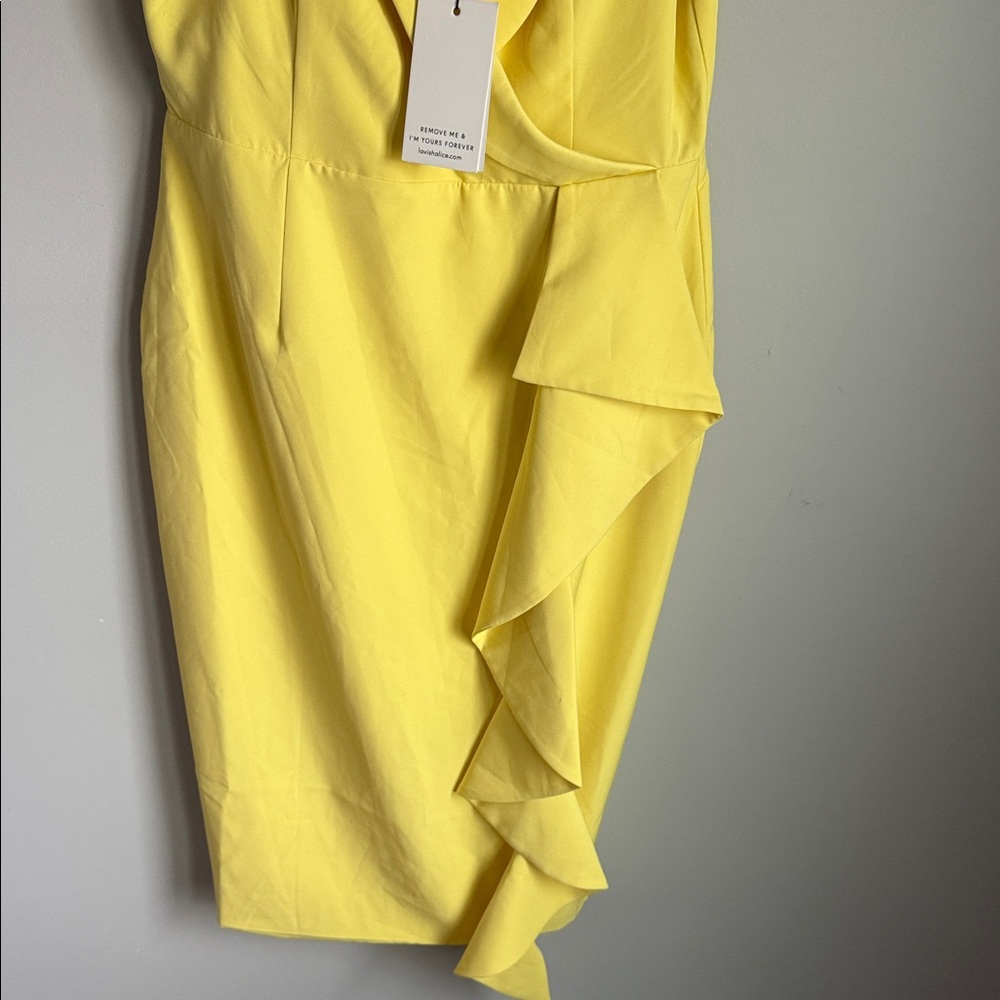 NEW Lavish Alice Yellow Bardot Midi Dress 12 - Picture 7 of 11